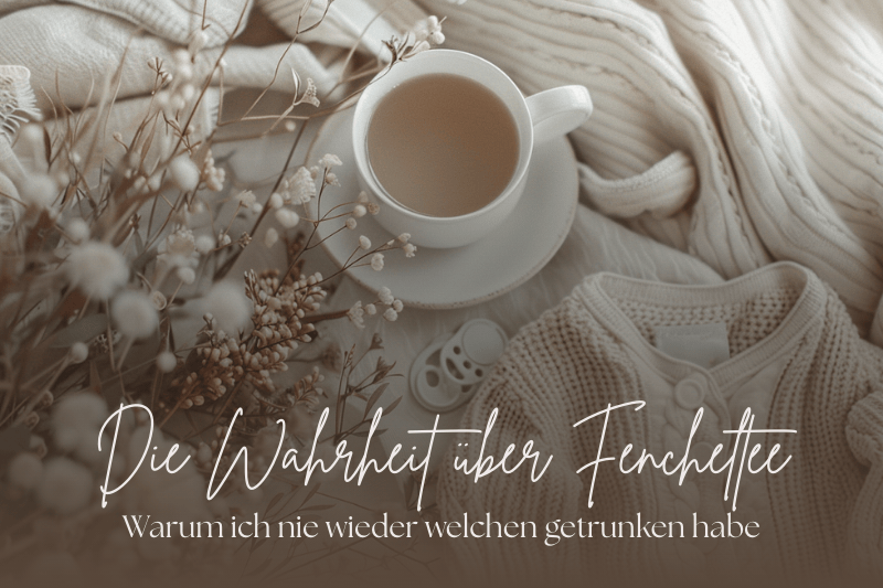 Tasse Tee auf Stoff mit Blumen – kritischer Blick auf Fencheltee in Schwangerschaft und Stillzeit